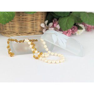 Vtg Small Opaque Glass Rectangle Box with Lid Frosted Glass Lidded Jewelry Box